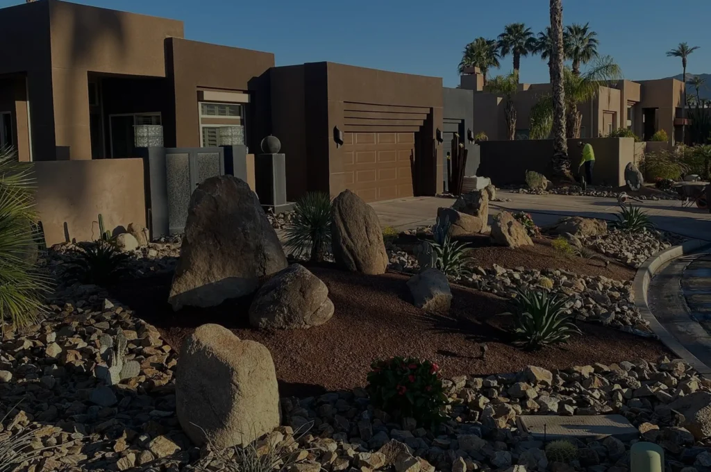 front-yard-desert-landscape-design-with-rock-plants-and-hardscape-landscaper-ultimate-pro-landscaping-coachella-valley 2